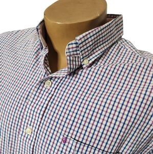 IZOD Men's Checkered‎ Shirt - Purple and Blue Large